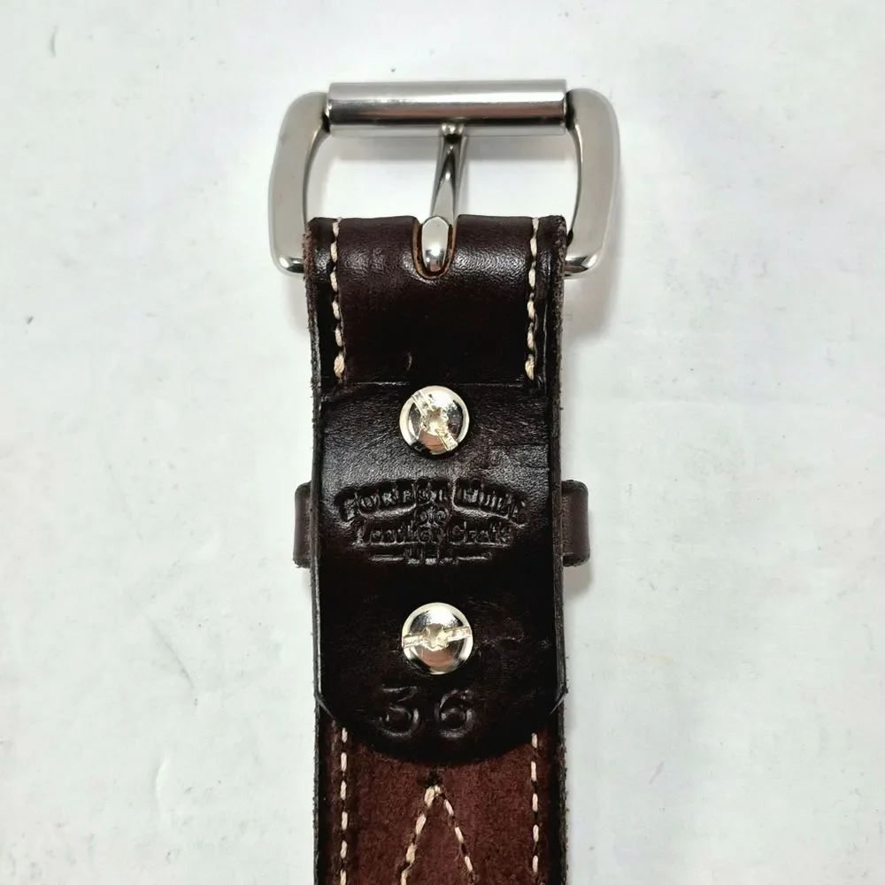 Forest Hill Leather Men's Brown Stitched Full-Grain Leather Belt Size 36
